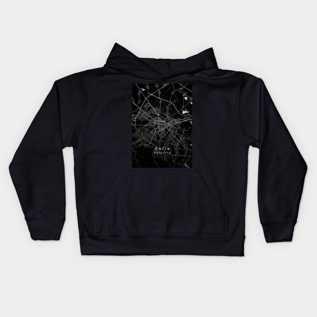 Sofia Bulgaria City Map dark Kids Hoodie by Robin-Niemczyk